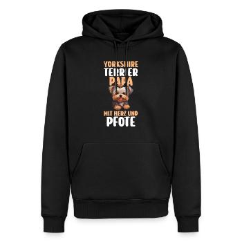 Chien Chien Papa Papa Yorkshirepapa Yorkshire Terri - Sweat à capuche Premium bio Homme - noir - Devant - Nico (187cm)