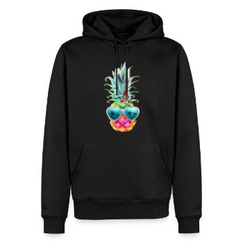 pineapple with sunglasses - pineapple and glasses - Men’s Premium Organic Hoodie - black - Front - Nico (187cm)