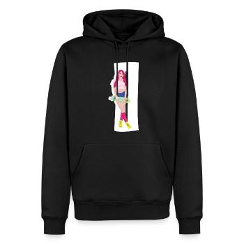 Rothaarige Skaterin mit Skateboard - Männer Premium Bio Hoodie - Schwarz - Vorne - Nico (187cm)