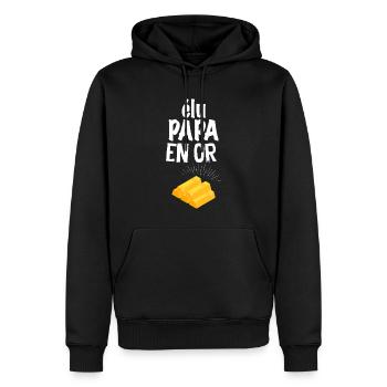 Cadeau homme réunionnais cool - Sweat à capuche Premium bio Homme - noir - Devant - Nico (187cm)