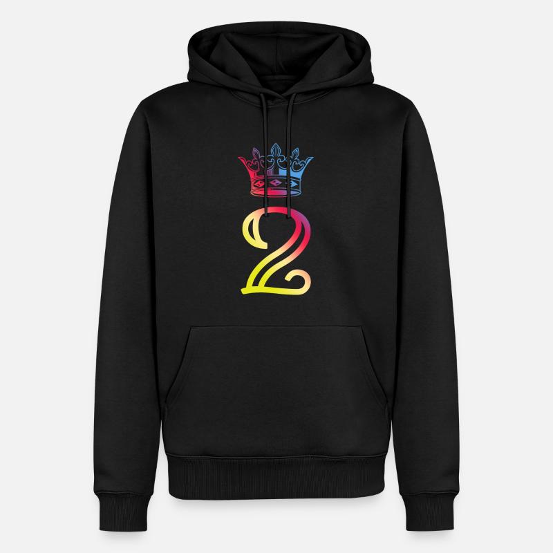 2 Couronne de numéros - Sweat à capuche Premium bio Homme - noir