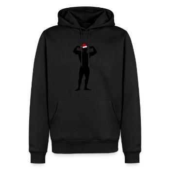 bodybuilding weihnachten santa gym workout - Männer Premium Bio Hoodie - Schwarz - Vorne - Nico (187cm)