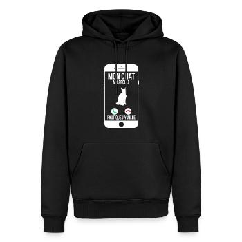 Mon chat m'appelle - Faut que j'y aille - Sweat à capuche Premium bio Homme - noir - Devant - Nico (187cm)