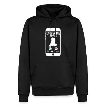 L'Auvergne m'appelle - Faut que j'y aille - Sweat à capuche Premium bio Homme - noir - Devant - Nico (187cm)