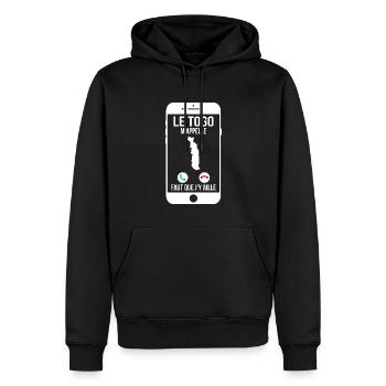 Le Togo m'appelle - Faut que j'y aille - Sweat à capuche Premium bio Homme - noir - Devant - Nico (187cm)