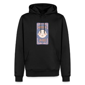 Funny Yoga Sleep Cartoon Design - Men’s Premium Organic Hoodie - black - Front - Nico (187cm)