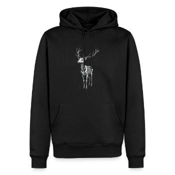 Skeleton Deer – Spirit of the Lost Forest - Men’s Premium Organic Hoodie - black - Front - Nico (187cm)