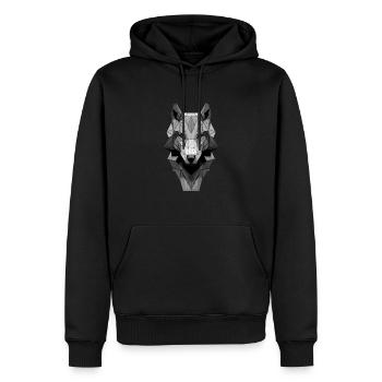 Polygon Design Wolf tête d’animal noir blanc - Sweat à capuche Premium bio Homme - noir - Devant - Nico (187cm)