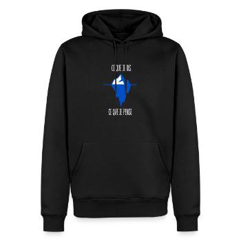 ce que je dis ce que je pense - Sweat à capuche Premium bio Homme - noir - Devant - Nico (187cm)