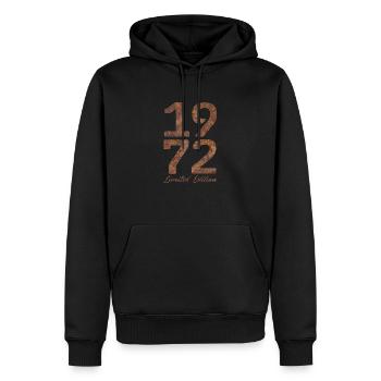 « Millésime 1972 : Édition Limitée au Look Rouille » - Sweat à capuche Premium bio Homme - noir - Devant - Nico (187cm)