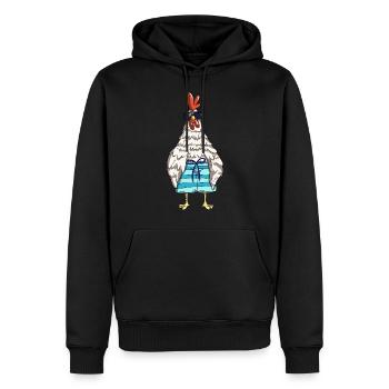 Lustiger Hahn Hühner und Huhn Design Chef im Stall - Männer Premium Bio Hoodie - Schwarz - Vorne - Nico (187cm)