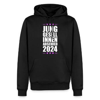 Enterrement de vie de jeune fille 2024 Enterrement de vie de jeune fille - Sweat à capuche Premium bio Homme - noir - Devant - Nico (187cm)