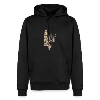 Chat sauvage,Or,Graffiti,Motif Lion,Léopard - Sweat à capuche Premium bio Homme - noir - Devant - Nico (187cm)