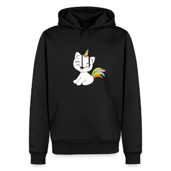 Cute smiling cat unicorn - Men’s Premium Organic Hoodie - black - Front - Nico (187cm)