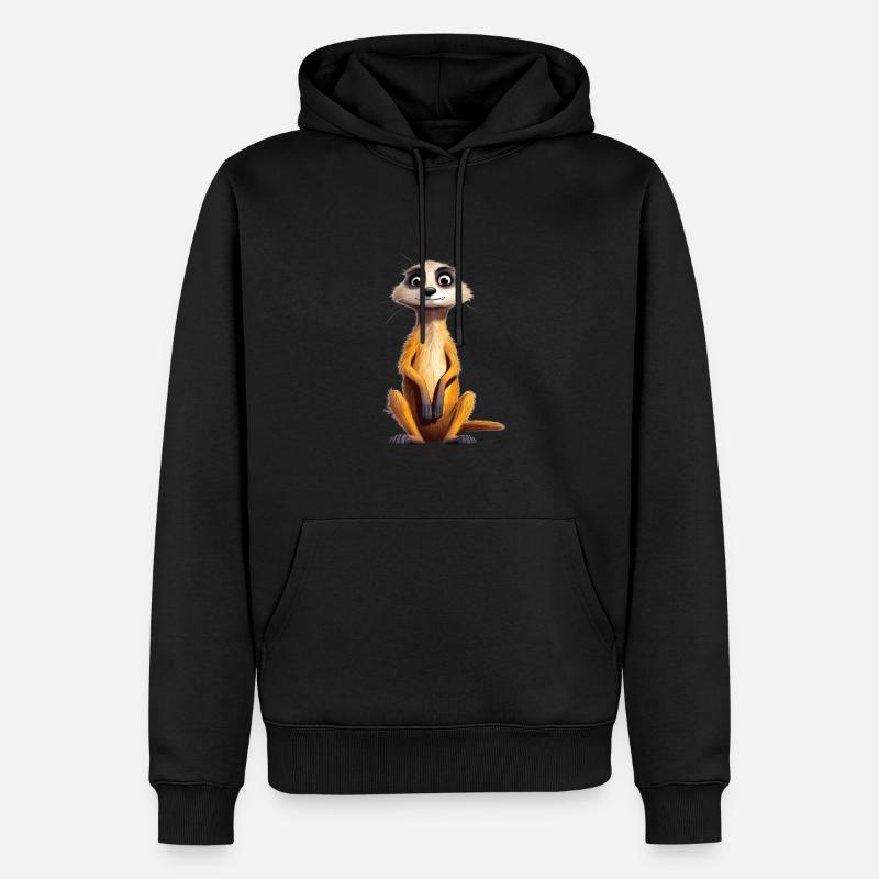 Niedliches Erdmännchen Kinder - Männer Premium Bio Hoodie - Schwarz
