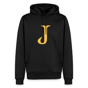 J - Männer Premium Bio Hoodie - Schwarz - Vorne - Nico (187cm)