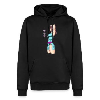 Manga Girl - Sweat à capuche Premium bio Homme - noir - Devant - Nico (187cm)