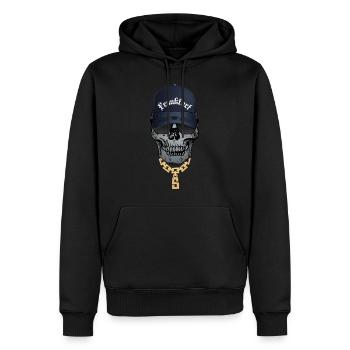 Cool Skull Hip Hop Style Font Frankfurt - Men’s Premium Organic Hoodie - black - Front - Nico (187cm)