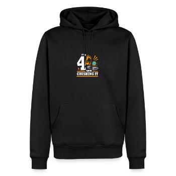Baustelle Kindergeburtstag - Männer Premium Bio Hoodie - Schwarz - Vorne - Nico (187cm)