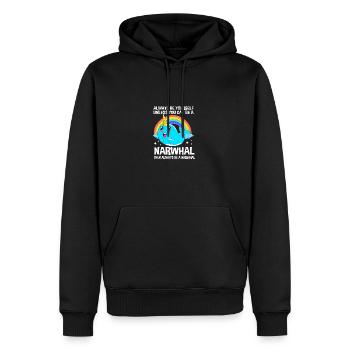 Narwal - Männer Premium Bio Hoodie - Schwarz - Vorne - Nico (187cm)