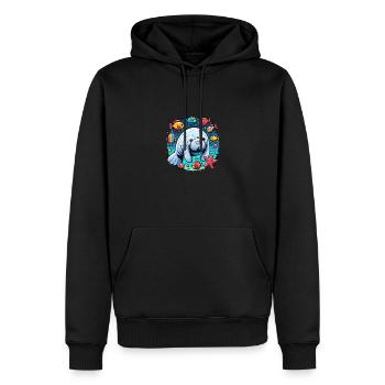 Lamantin avec beaucoup de poissons colorés et d’étoiles de mer - Sweat à capuche Premium bio Homme - noir - Devant - Nico (187cm)