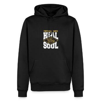 Fußballspiele heilen die Seele Grafik - Männer Premium Bio Hoodie - Schwarz - Vorne - Nico (187cm)