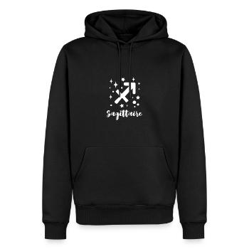 sagittaire - Sweat à capuche Premium bio Homme - noir - Devant - Nico (187cm)