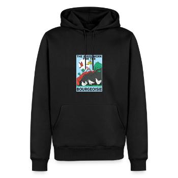 Les oiseaux travaillent pour la bourgeoisie - Sweat à capuche Premium bio Homme - noir - Devant - Nico (187cm)