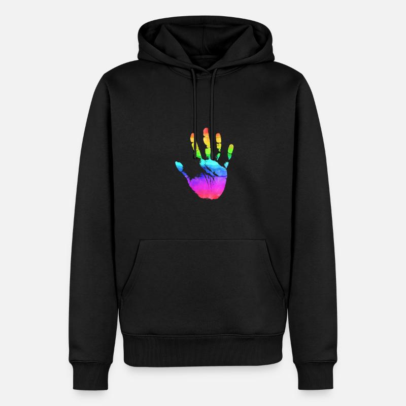 Hand Regenbogen - Männer Premium Bio Hoodie - Schwarz