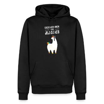 Erzieherinnen Sind Magisch - Lama Einhorn - Männer Premium Bio Hoodie - Schwarz - Vorne - Nico (187cm)