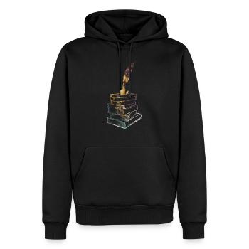 Livre des livres - Sweat à capuche Premium bio Homme - noir - Devant - Nico (187cm)