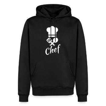Chef cuisinier - Sweat à capuche Premium bio Homme - noir - Devant - Nico (187cm)