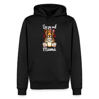Leopard Mama Finger Herz Leopard Schleife - Männer Premium Bio Hoodie - Schwarz - Vorne - Nico (187cm)