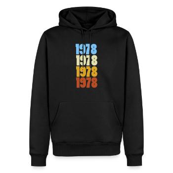 Born in 1978 - Men’s Premium Organic Hoodie - black - Front - Nico (187cm)