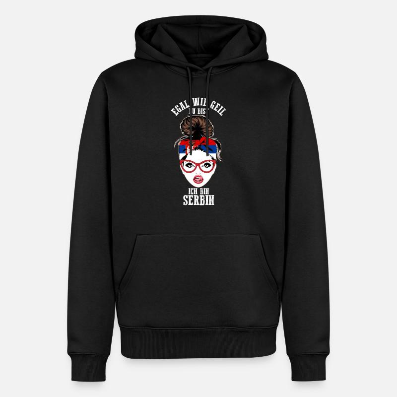 Serbe Serbisches Serbin Serbien - Männer Premium Bio Hoodie - Schwarz