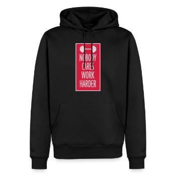 nobody cares work harder - Männer Premium Bio Hoodie - Schwarz - Vorne - Nico (187cm)