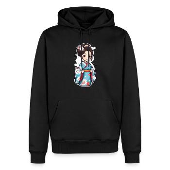 Japanerin im Kimono - Japan - Manga - Männer Premium Bio Hoodie - Schwarz - Vorne - Nico (187cm)