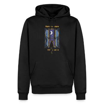 La maison est là où se trouve mon chat - Sweat à capuche Premium bio Homme - noir - Devant - Nico (187cm)