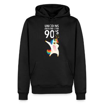 Unicorns Are Born In The 90s - Männer Premium Bio Hoodie - Schwarz - Vorne - Nico (187cm)