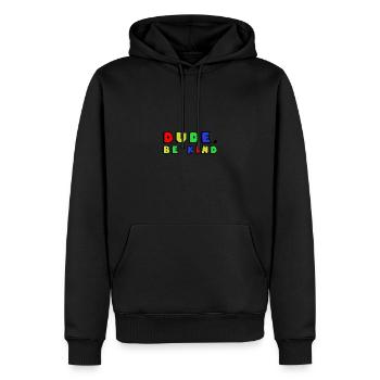 Dude Be Kind Anti Bullying - Männer Premium Bio Hoodie - Schwarz - Vorne - Nico (187cm)