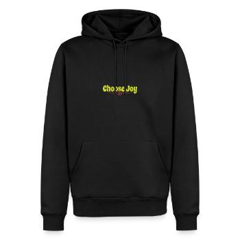 Choose Joy Inspirational Retro Comfort Mental - Männer Premium Bio Hoodie - Schwarz - Vorne - Nico (187cm)