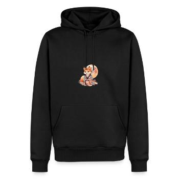 japanisch Hund Shiba Inu im Kimono mit Blumen - Männer Premium Bio Hoodie - Schwarz - Vorne - Nico (187cm)