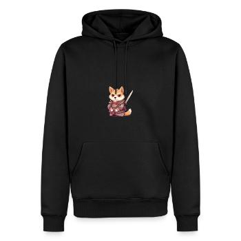 japanisch Hund Shiba Inu Samurai mit Katana - Männer Premium Bio Hoodie - Schwarz - Vorne - Nico (187cm)