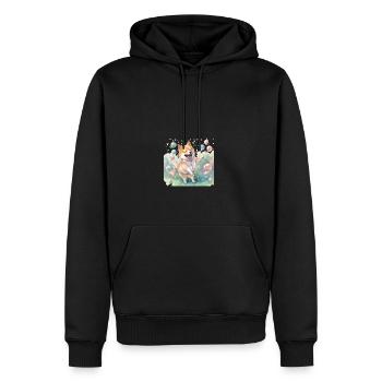 Chien japonais Shiba Inu, aquarelle colorée, - Sweat à capuche Premium bio Homme - noir - Devant - Nico (187cm)