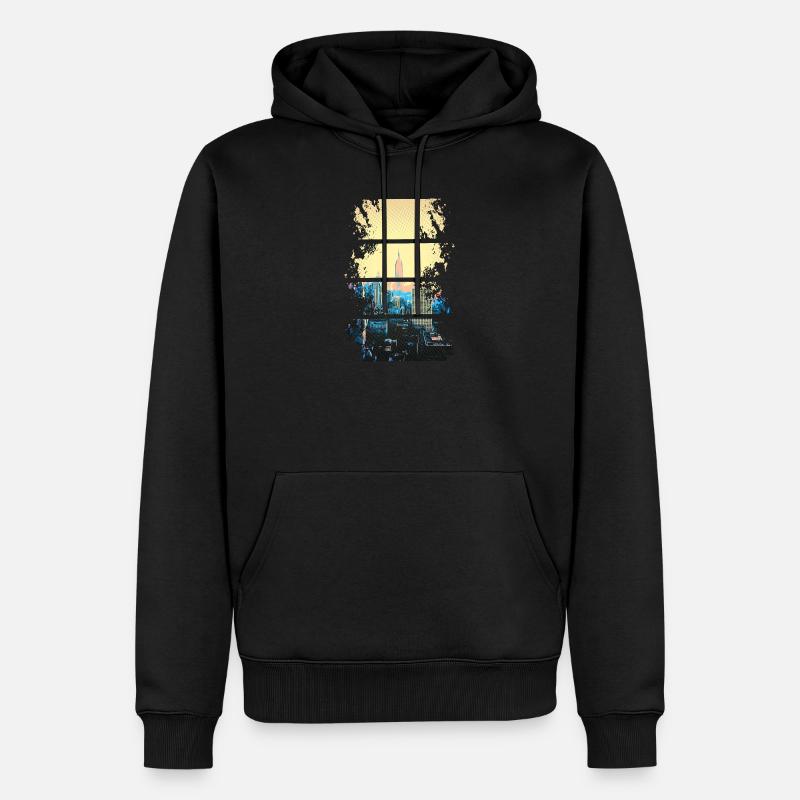 Silhouette NYC en teintes néon - Sweat à capuche Premium bio Homme - noir