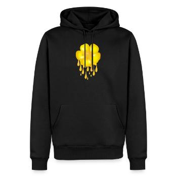 leuchtend gelbe Butterblume mit Dripping Effect - Männer Premium Bio Hoodie - Schwarz - Vorne - Nico (187cm)