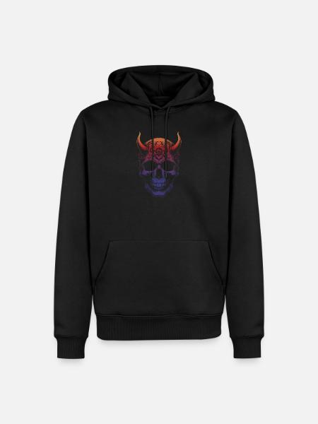 Skull with horns - Men’s Premium Organic Hoodie - black