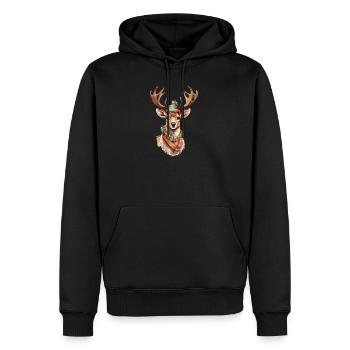 Renne à Noël - Noël, Noël - Sweat à capuche Premium bio Homme - noir - Devant - Nico (187cm)