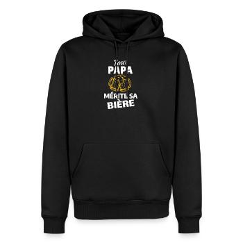 Tout PAPA Mérite Sa Bière - Sweat à capuche Premium bio Homme - noir - Devant - Nico (187cm)