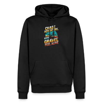 Chase Adventure Ride Kies Fühlt sich lebendig an - Männer Premium Bio Hoodie - Schwarz - Vorne - Nico (187cm)